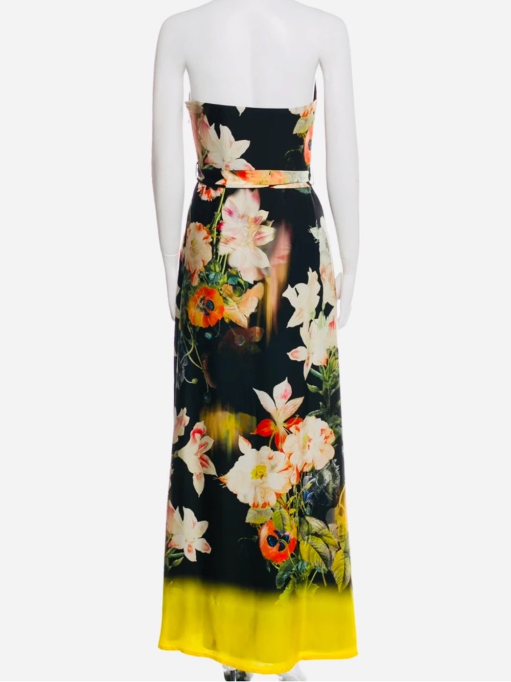 Ted Baker London Botanical Garden Strapless Gown Yellow Hem Detail Size 0 - Picture 5 of 12